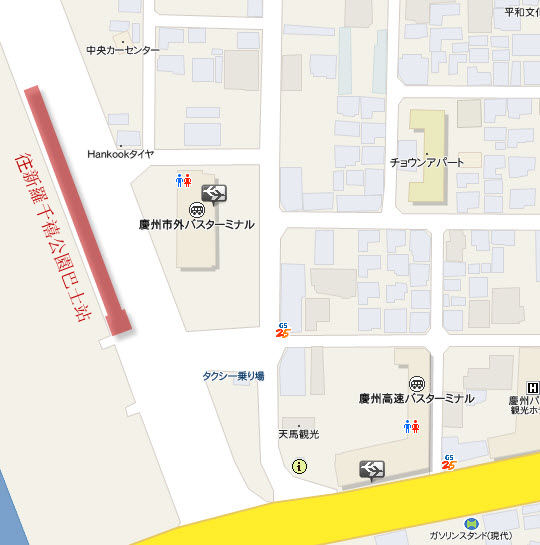 往慶州新羅千禧公園巴士站位置地圖